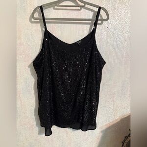 Torrid Black Sequin Camisole Top, Sz 2, Evening Out Ready, So Sparkly